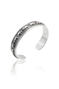 Artistic 27.52g 925 Italian Silver Marching Elephants Adjustable Cuff Bracelet