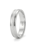Timeless 925 Italian Silver Band Ring with Textured Center Detai