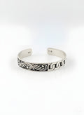 Unique 25.90g 925 Italian Silver Dual-Design Floral &amp; Chain Cuff Bracelet