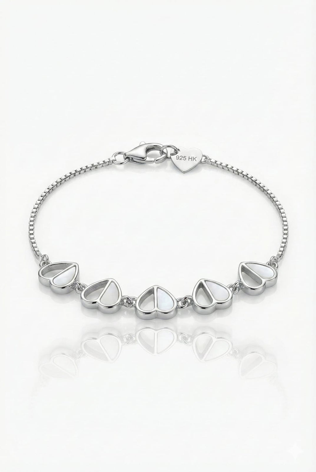 925 Sterling Silver Heart Link Bracelet