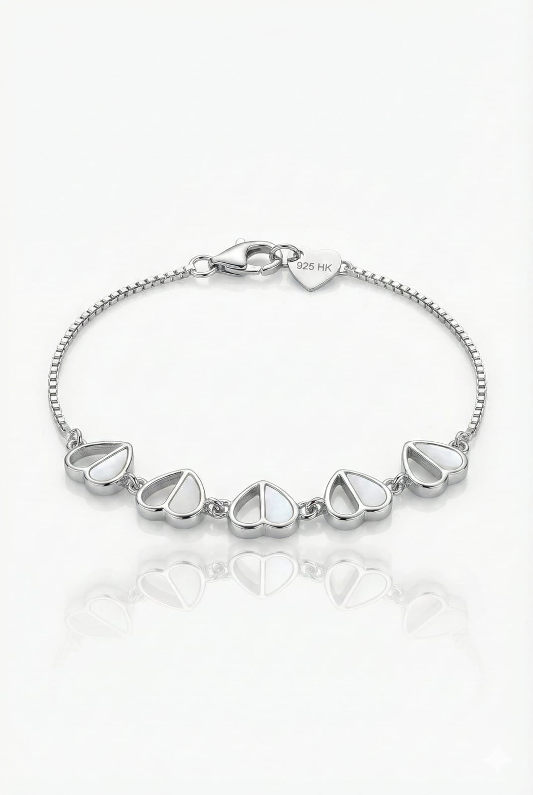 925 Sterling Silver Heart Link Bracelet