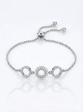 925 Sterling Silver Triple Circle Bolo Bracelet