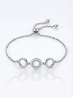 925 Sterling Silver Triple Circle Bolo Bracelet