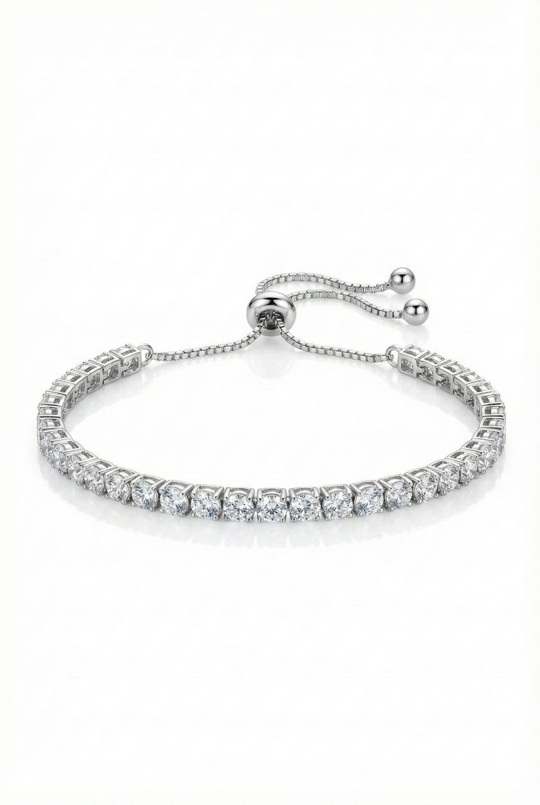 Silver Tone Adjustable Tennis Bracelet