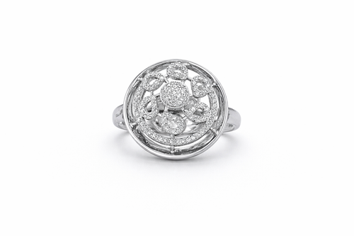 925 Italian Silver Intricate Round Filigree Statement Ring - Size 9