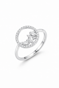 925 Italian Silver Open Circle Ring with Baguette &amp; Round Zircons