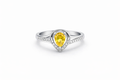 925 Italian Silver Yellow Pear-Cut Ring with Zircon Accents - Size 7.5