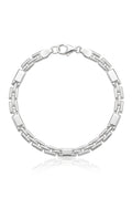 925 Italian Silver Geometric Alternating Bar Bracelet