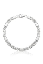 925 Italian Silver Geometric Alternating Bar Bracelet