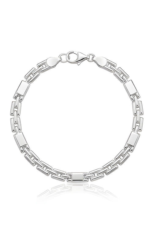 925 Italian Silver Geometric Alternating Bar Bracelet