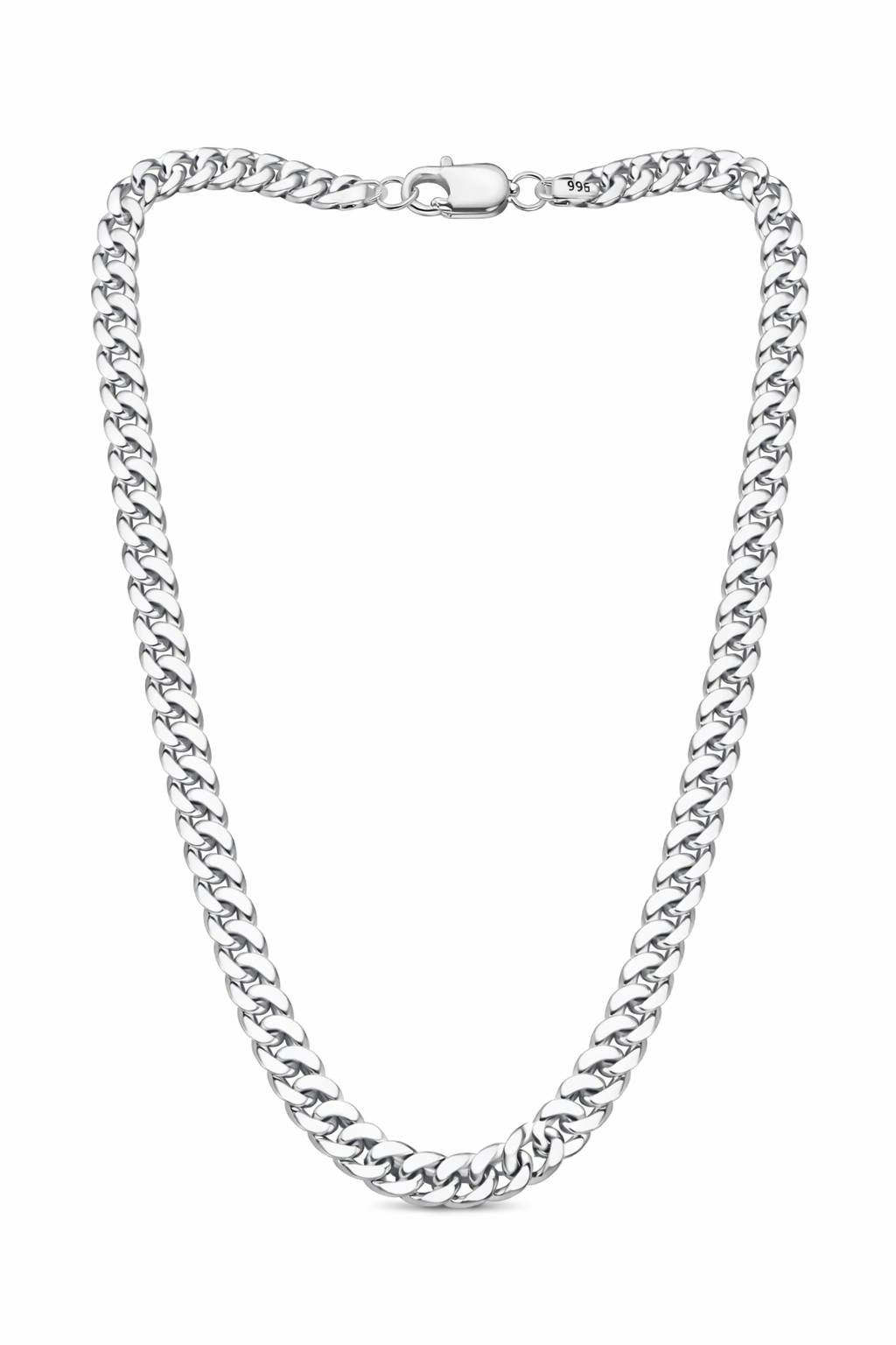 Men's Silver Cuban Curb Link Chain - Premium Stainless Steel Jewelry for Gents