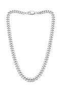 Men's Silver Cuban Curb Link Chain - Premium Stainless Steel Jewelry for Gents