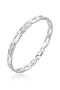 925 Italian Silver Geometric Rectangular Bar Link Brac