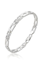 925 Italian Silver Geometric Rectangular Bar Link Brac