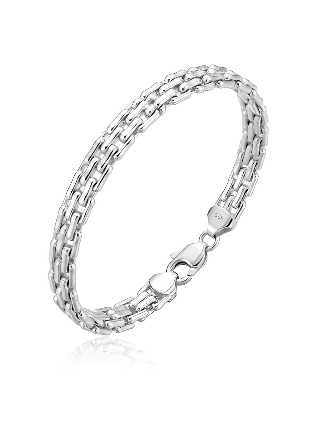 925 Italian Silver Woven Brick Link Brace