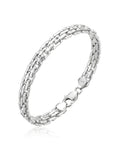 925 Italian Silver Woven Brick Link Brace