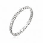 925 Italian Silver Woven Brick Link Brace