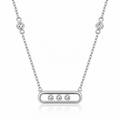925 Sterling Silver Triple Floating Stone Bar Necklace - High Shine Finish