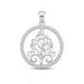 Arbre Lumière Filigree Tree of Life Pendant in 925 Italian Silver with White Zirconia Pavé Halo and Prong-Set Branch Tips — Fine Silver KSA — FS-PND-TRE-002