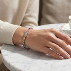 925 Italian sterling silver rainbow CZ tennis bracelet worn on wrist, lifestyle shot, Fine Silver KSA