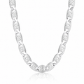 Silver chain necklace on a white background