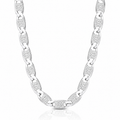 Silver chain necklace on a white background