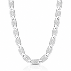 Silver chain necklace on a white background