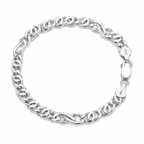 Silver chain bracelet on a white background