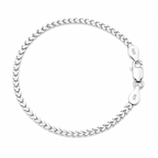 Silver chain bracelet on a white background