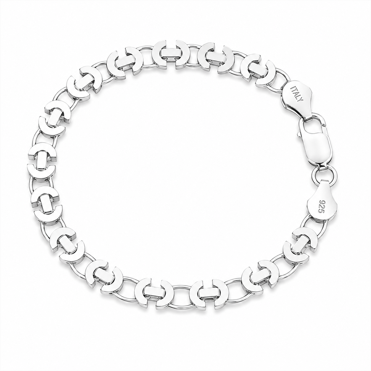 Le Charme Byzantine Bracelet - 925 Italian Silver C-Link Chain