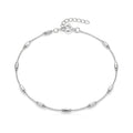925 Italian sterling silver dainty twisted rope chain anklet with polished tube beads and spring ring clasp, Fine Silver