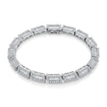 925 Italian sterling silver baguette pavé CZ bracelet on white background, rhodium plated, Fine Silver KSA