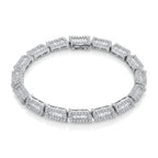 925 Italian sterling silver baguette pavé CZ bracelet on white background, rhodium plated, Fine Silver KSA