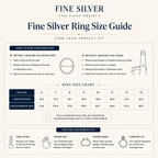 Fine Silver ring size guide with measurement methods and chart