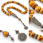 Rosace Dorée · Golden Tiger Eye Tasbih – 33 Beads