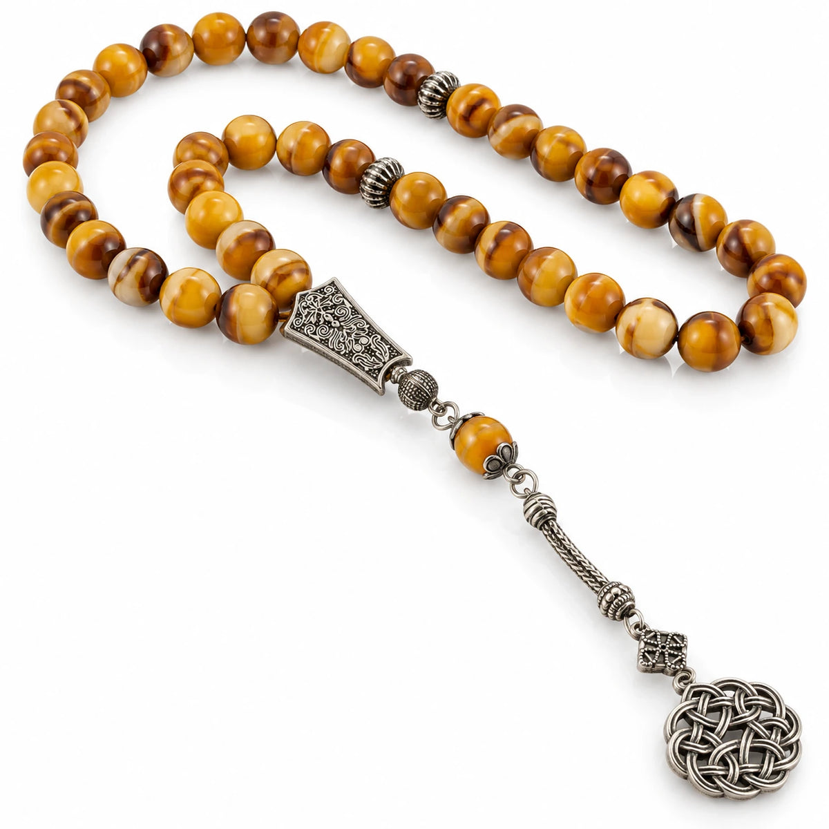 Rosace Dorée · Golden Tiger Eye Tasbih – 33 Beads