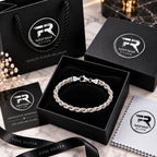 925 Italian sterling silver rope chain bracelet in Fine Silver black gift box with certificate of authenticity, polishing cloth and branded bag