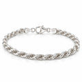 Men's 925 Italian sterling silver rope chain bracelet on white background, ITALY and 925 hallmark stamps visible, Fine Silver KSA