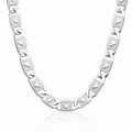 Silver chain necklace on a white background