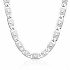 Silver chain necklace on a white background