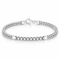 Men's 925 Italian sterling silver spiga and box link combination bracelet on white background, Fine Silver KSA