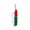 Carte Emirates UAE Map Enamel Pendant in 925 Italian Silver with Red White Green Flag Colours and High-Polish Silver Border — Fine Silver KSA — FS-PND-UAE-002