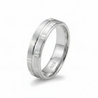 Silver ring with '925' stamp on a white background