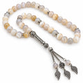 Lueur Blanche · White Banded Agate Tasbih, 33 Beads