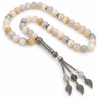 Lueur Blanche · White Banded Agate Tasbih, 33 Beads