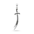 Zulfiqar Noir Sword Pendant in 925 Italian Silver with Black Round Zirconia Pavé and Milgrain Detail — Fine Silver KSA — FS-PND-ZLF-001