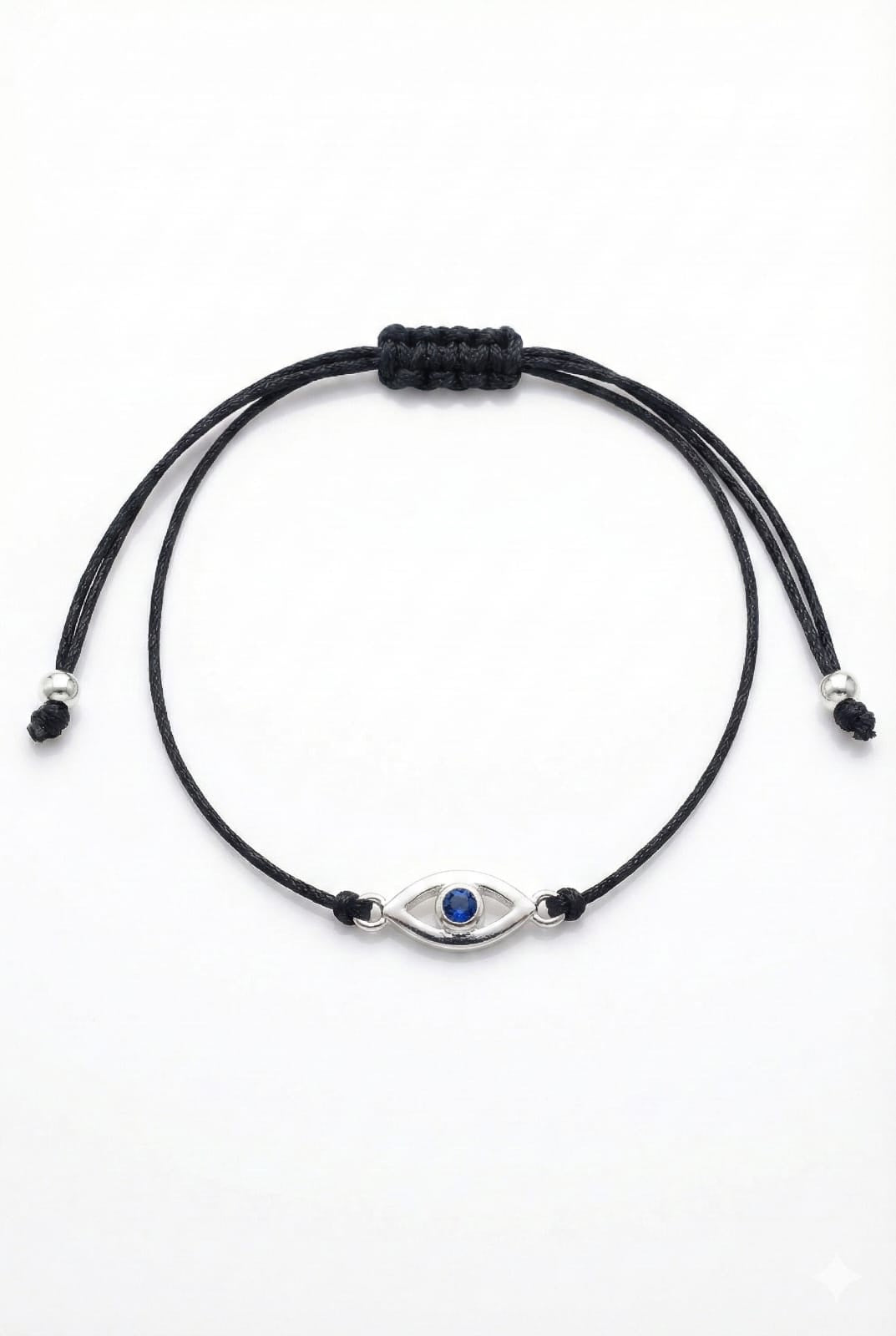Adjustable Black Cord Evil Eye Bracelet