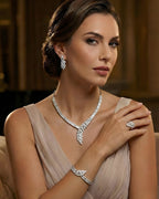 Exquisite 46g Rhodium Plated 925 Italian Silver Leaf Design Jewellery Set