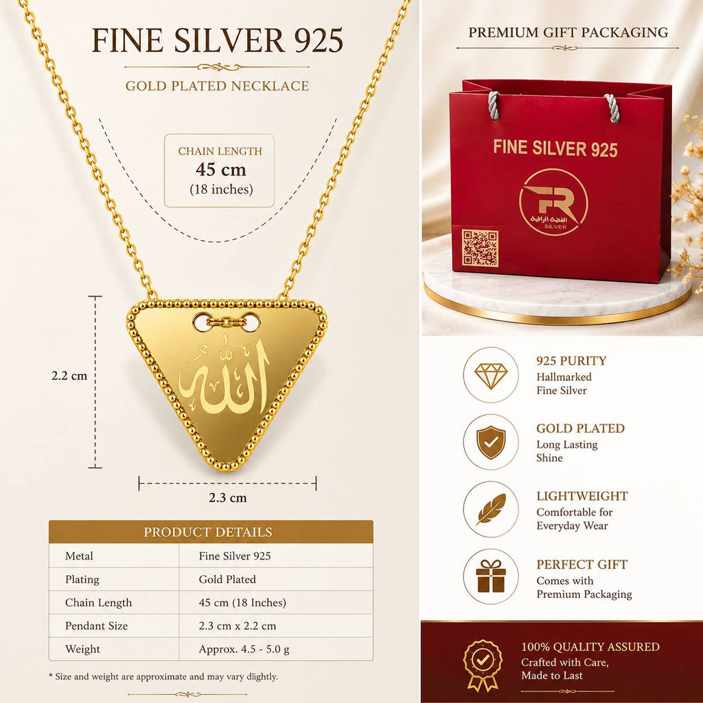 Divine Calligraphy Golden Triangle Pendant Necklace