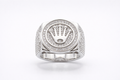 925 Italian Silver Royal Crown Signet Ring with Pave Zircons - Size 8